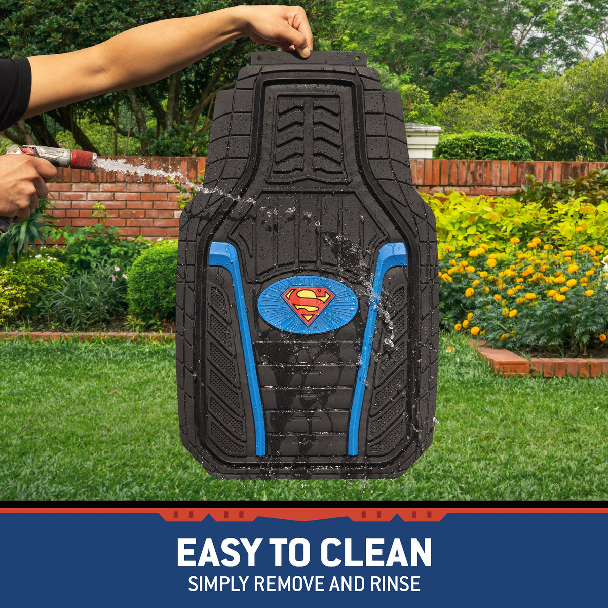 BDK Armored Super Hero Car Floor Mats - Officially Licensed DC Comics - All Weather Heavy Duty Auto Interior Liners for Car Truck Van SUV (Multiple Styles)