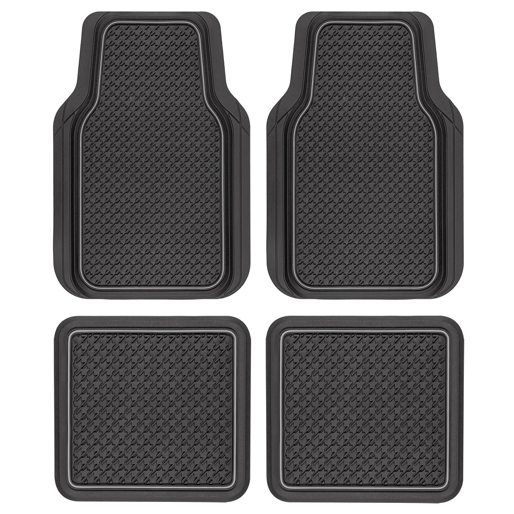 MotorTrend 4-Piece Houndstooth Pattern Front Floor Mats and Rear Floor Mats - Heavy Duty, All Weather, Trim to Fit