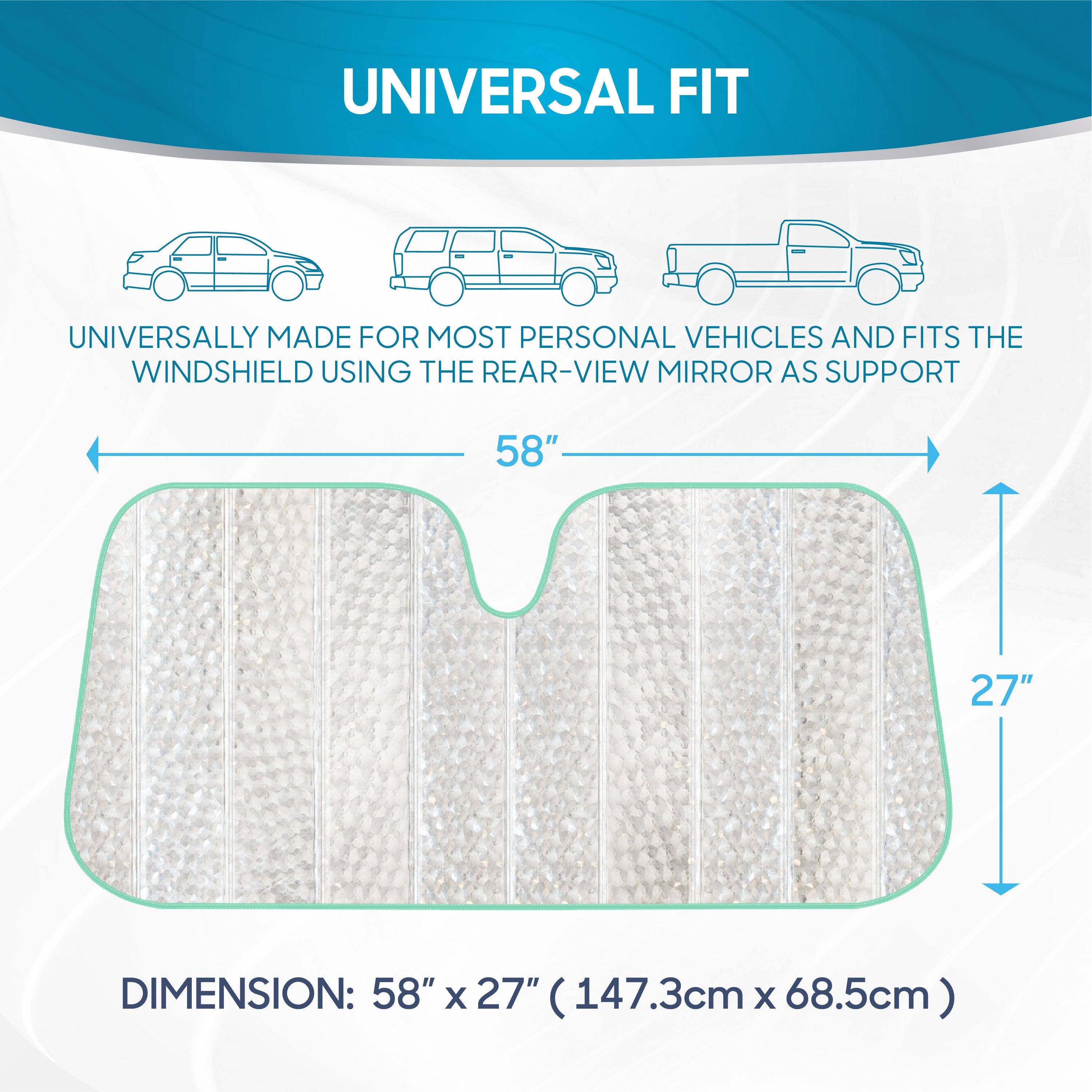 BDK Crystal Mermaid Windshield Sunshade (58" x 27")