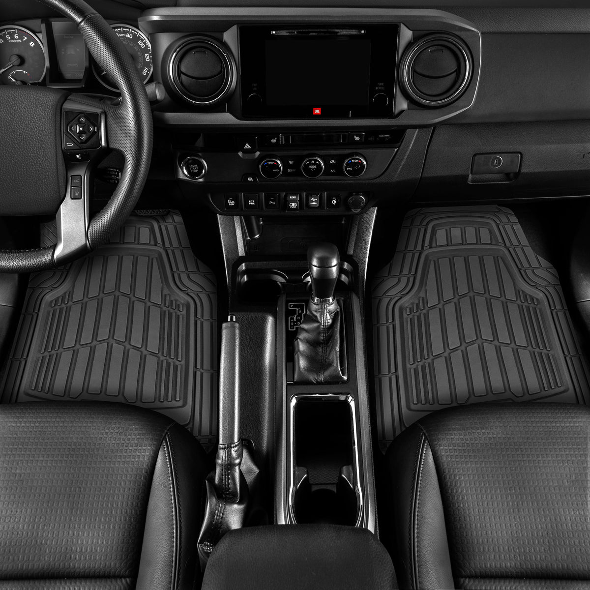 CAT 4-Piece ToughRide Rubber Front Floor Mats and Rear Floor Mats - Heavy Duty, All Weather, Trim to Fit