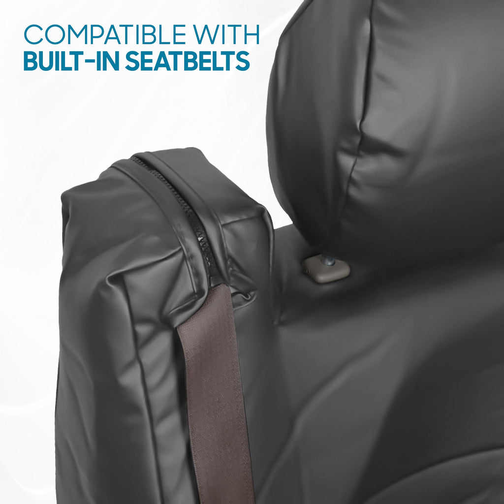 BDK 2-Pack Premium Faux Leather Front Seat Covers with Integrated Seatbelt Covers