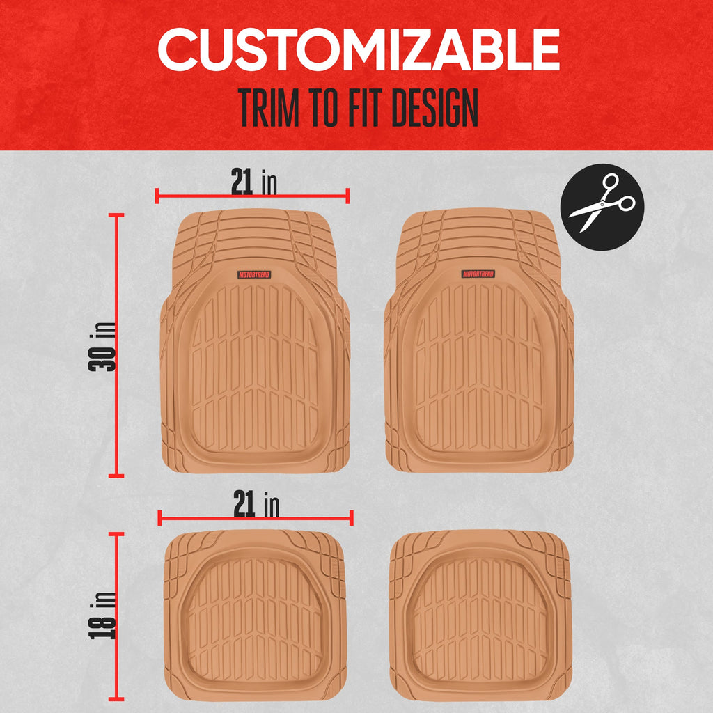 MotorTrend 4-Piece FlexTough Tortoise Front Floor Mats and Rear Floor Mats