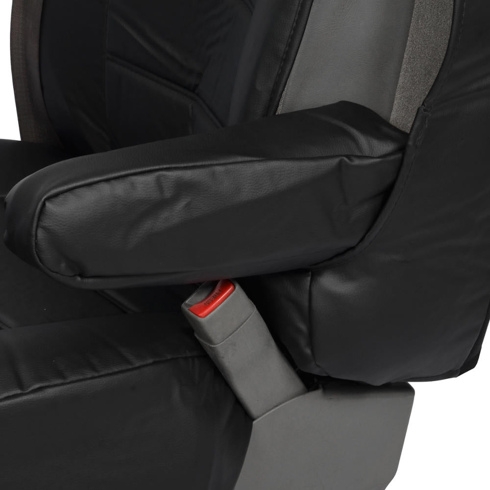 BDK 2-Pack Premium Faux Leather Front Seat Covers with Integrated Seatbelt and Armrest Covers