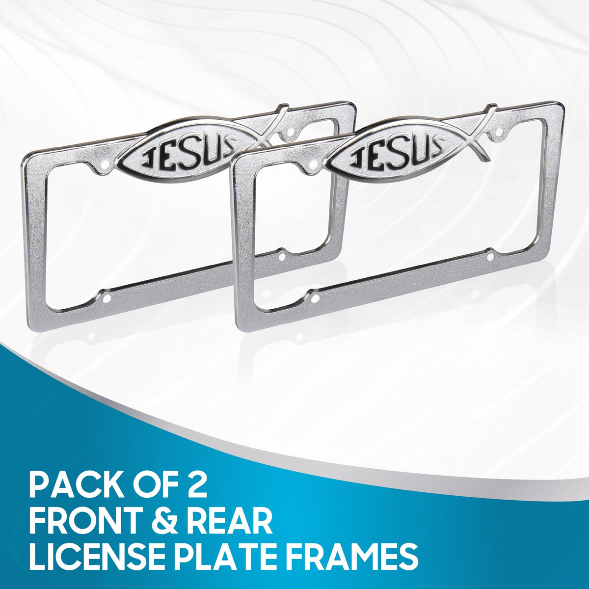 Chrome Plated Rust-Proof Die-Cast Stainless Metal License Plate Frame/Holder Universal Size - Blank Metal Design (Pack of 2)