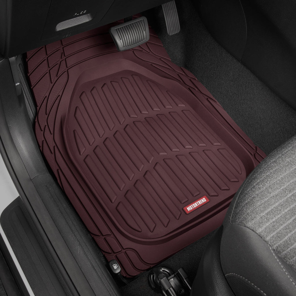 MotorTrend 3-Piece FlexTough Deep Dish Front Floor Mats and Rear Floor Mat - Heavy Duty, All Weather, Trim to Fit