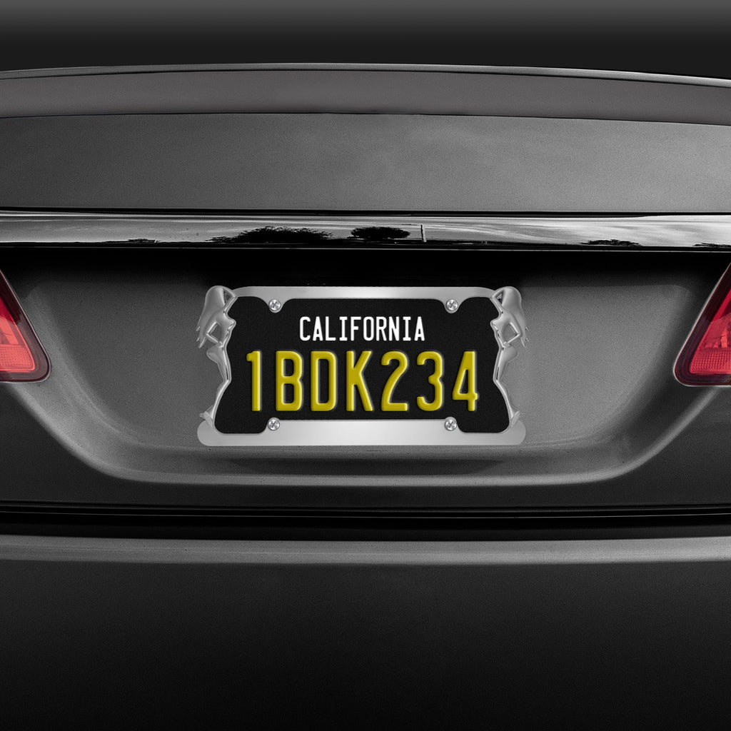 BDK Die-Cast Stainless Metal License Plate Frame/Holder Universal Size - Blank Metal Design (Pack of 2)
