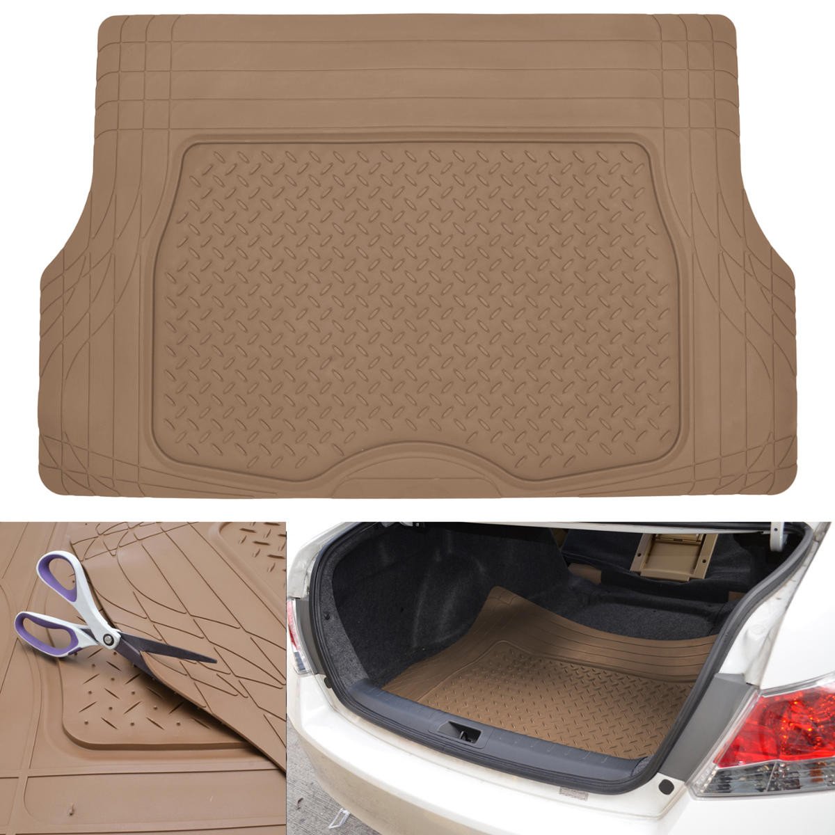 MotorTrend Utility Trunk/Cargo Liner Mat - Heavy Duty, All Weather, Trim to Fit