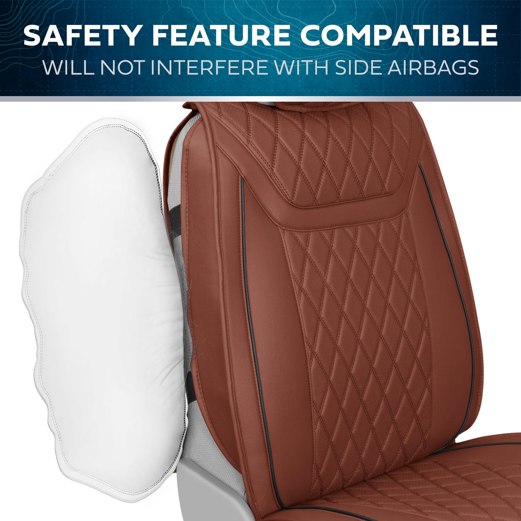 MotorBox 11-Piece Ranch Edition Premium Faux Leather Diamond Stitched Cushion Front Seat Covers and Rear Seat Covers