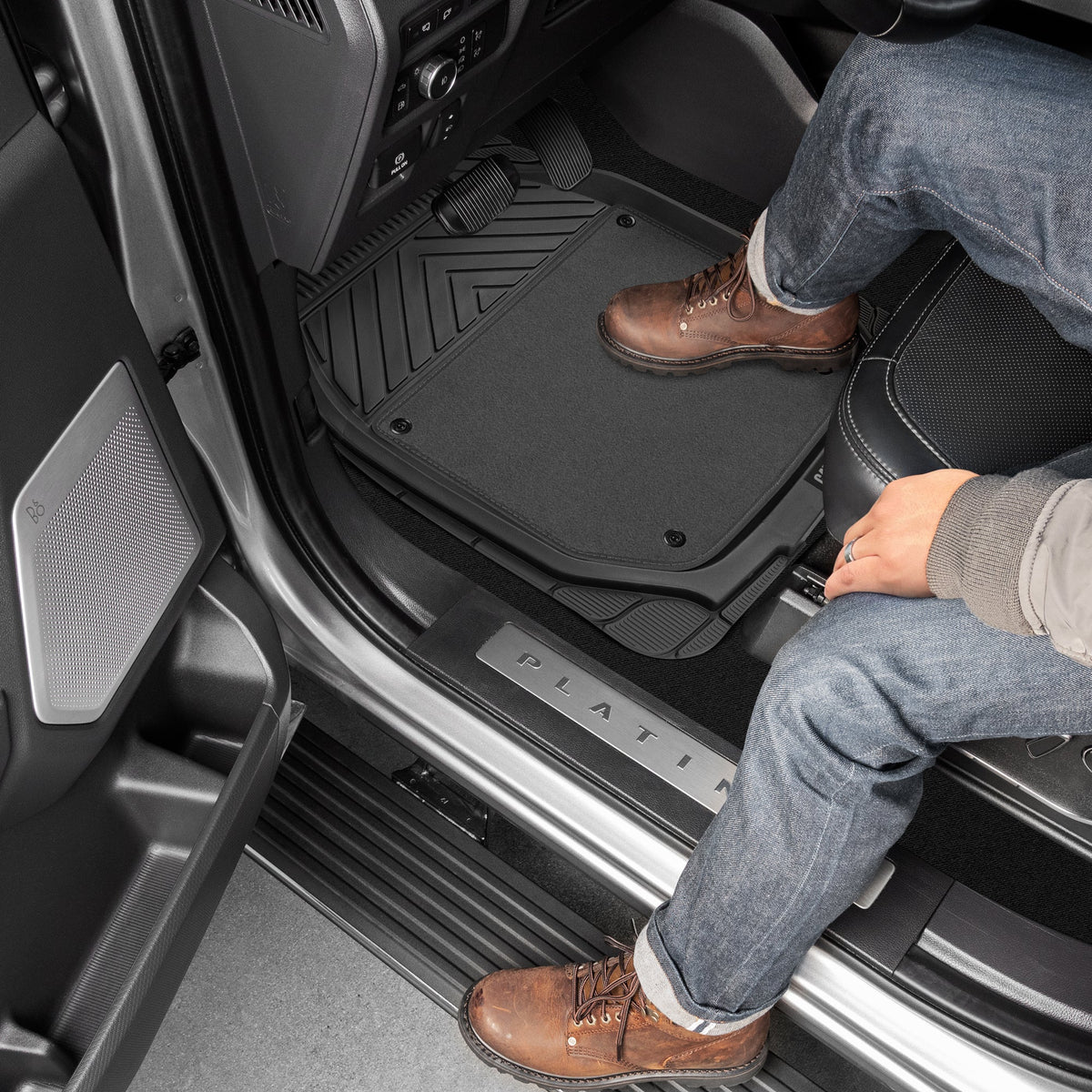 CAT 4-Piece Detachable Carpet Deep Dish Front Floor Mats and Rear Floor Mats - Heavy Duty, All Weather, Trim to Fit