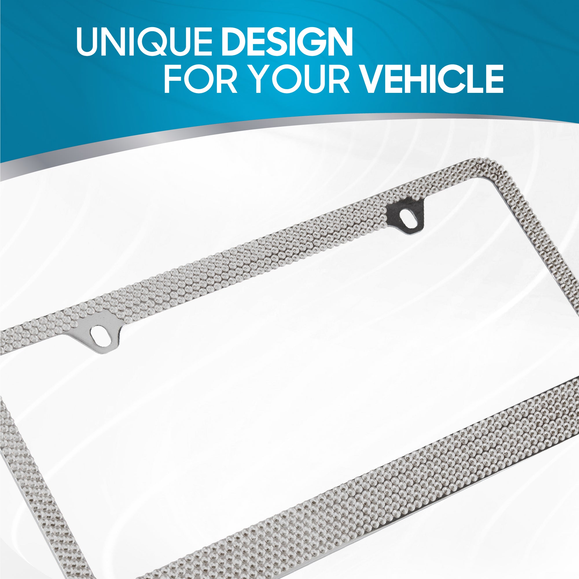 Chrome Plated Rust-Proof Die-Cast Stainless Metal License Plate Frame/Holder Universal Size - Blank Metal Design (Pack of 2)