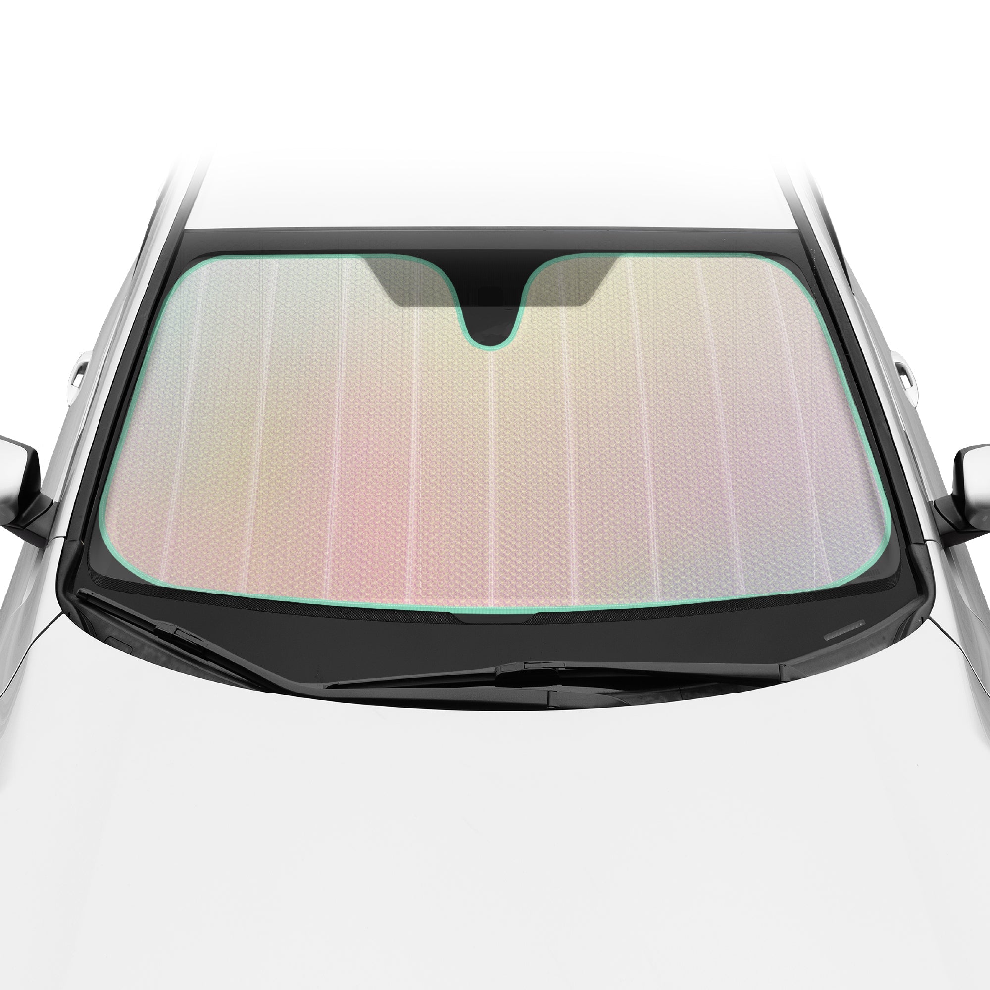 BDK Iridescent Mermaid, Hologram Foil, Chameleon Front Windshield Sun Shade, Double Bubble Accordion Folding Auto Sunshade for Car Truck SUV 58 x 27 Inch