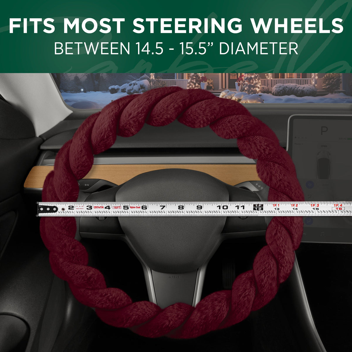 Carbella Twisted Plush Fur Steering Wheel Cover (Fits 14.5" - 15.5")