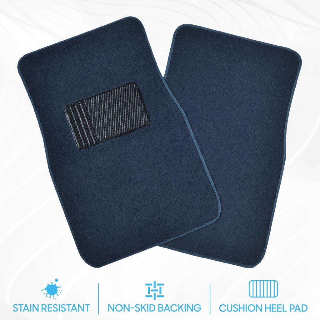 BDK 4-Piece Premium Carpet Non-Slip Heel Pad Front Floor Mats and Rear Floor Mats