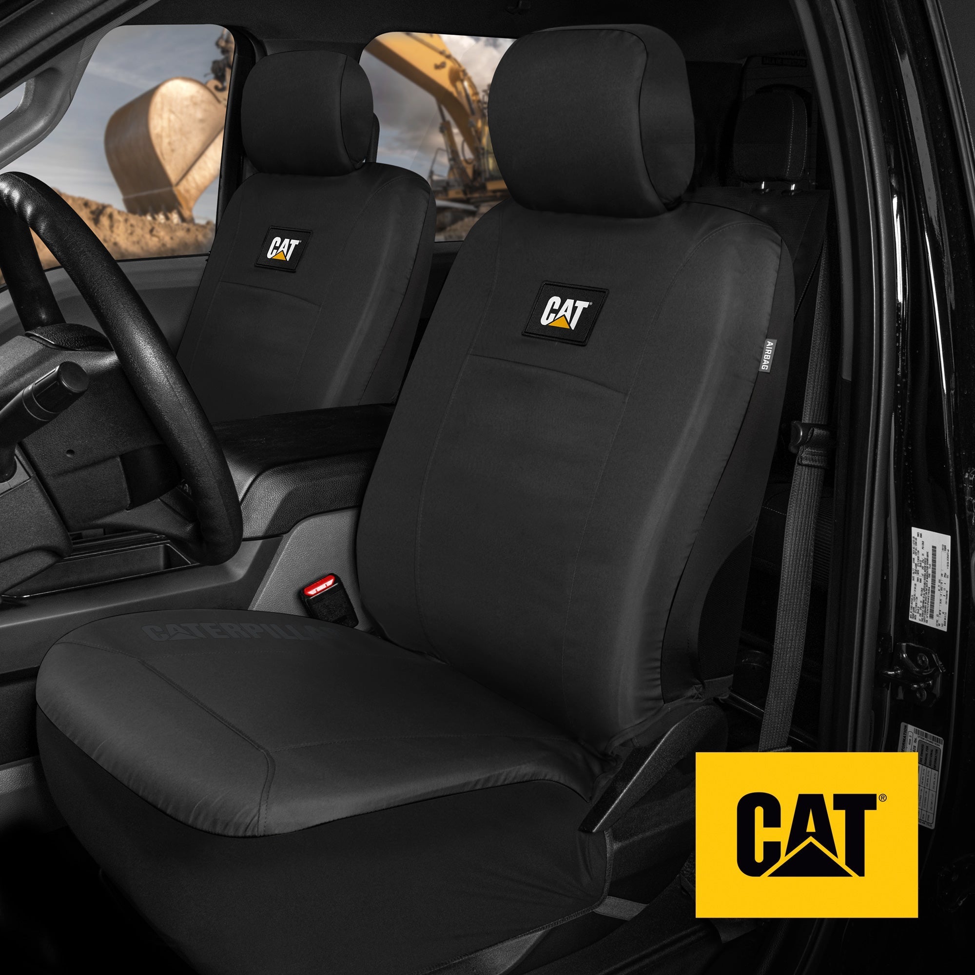 Cat® Heavy Duty Oxford Car Seat Cover for Auto - Durable Canvas Material, Universal Fit-Black