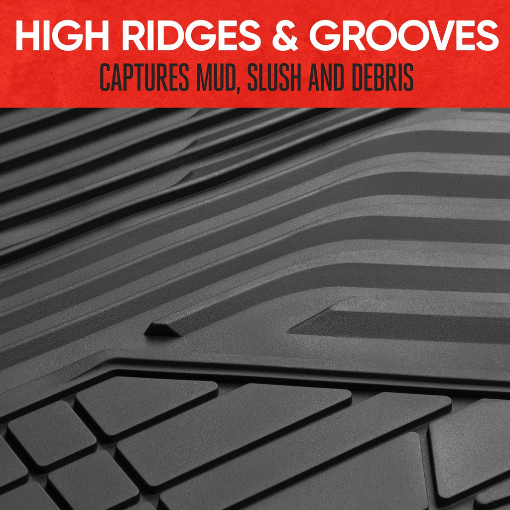 MotorTrend 3-Piece Raised Ridge Multi-Channel Front Floor Mats and Rear Floor Mat - Heavy Duty, All Weather, Trim to Fit