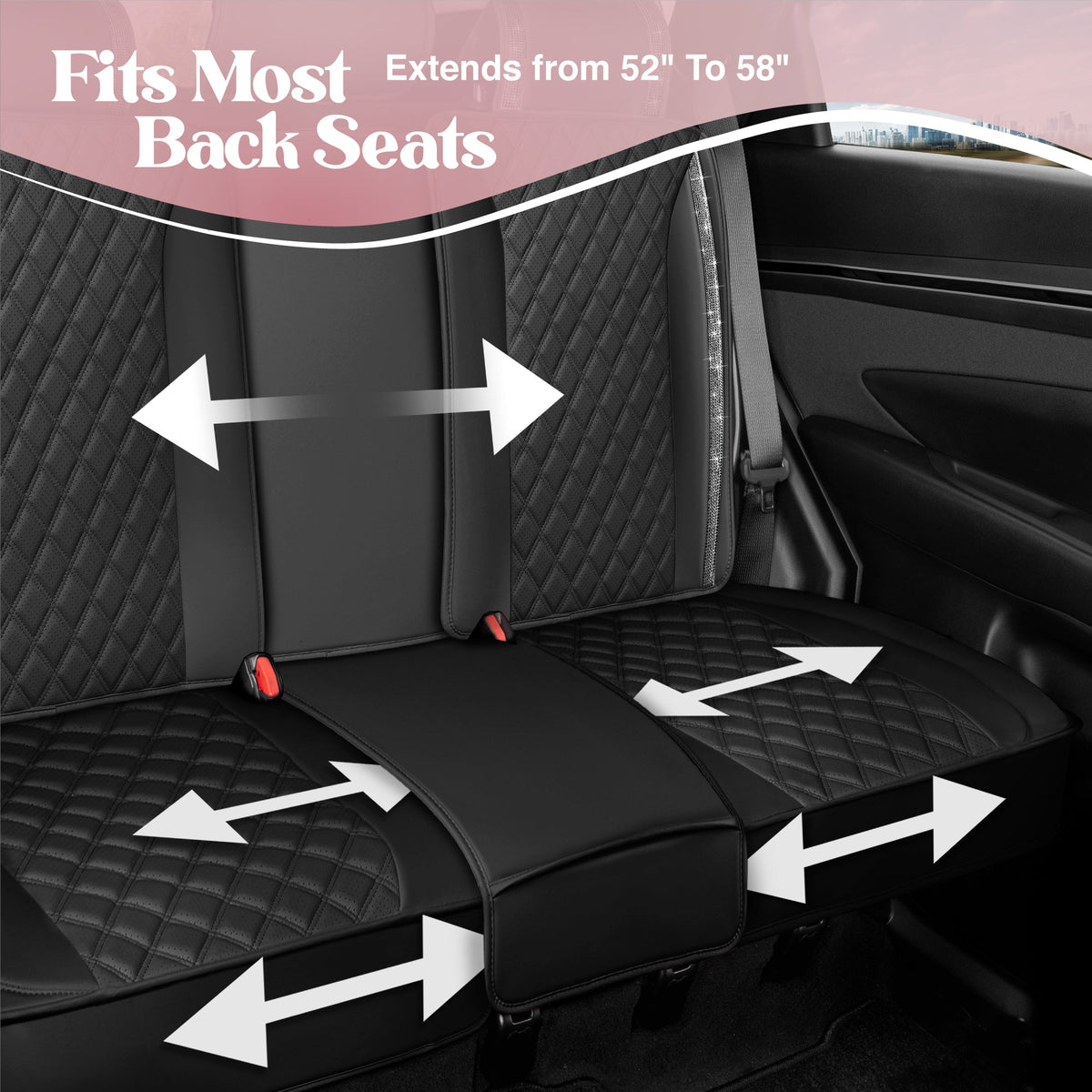 Carbella 7-Piece BlingStitch Rear Seat Covers - Clear Crystals