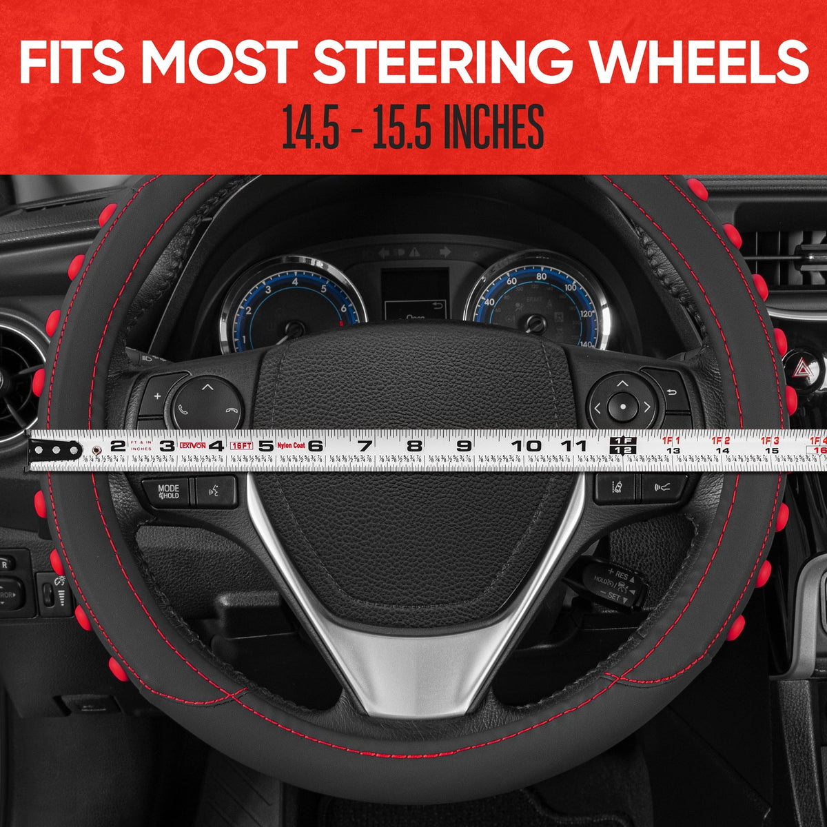 MotorTrend FlexGrip Steering Wheel Cover with Raised Bump Grips (Fits 14.5" - 15.5")
