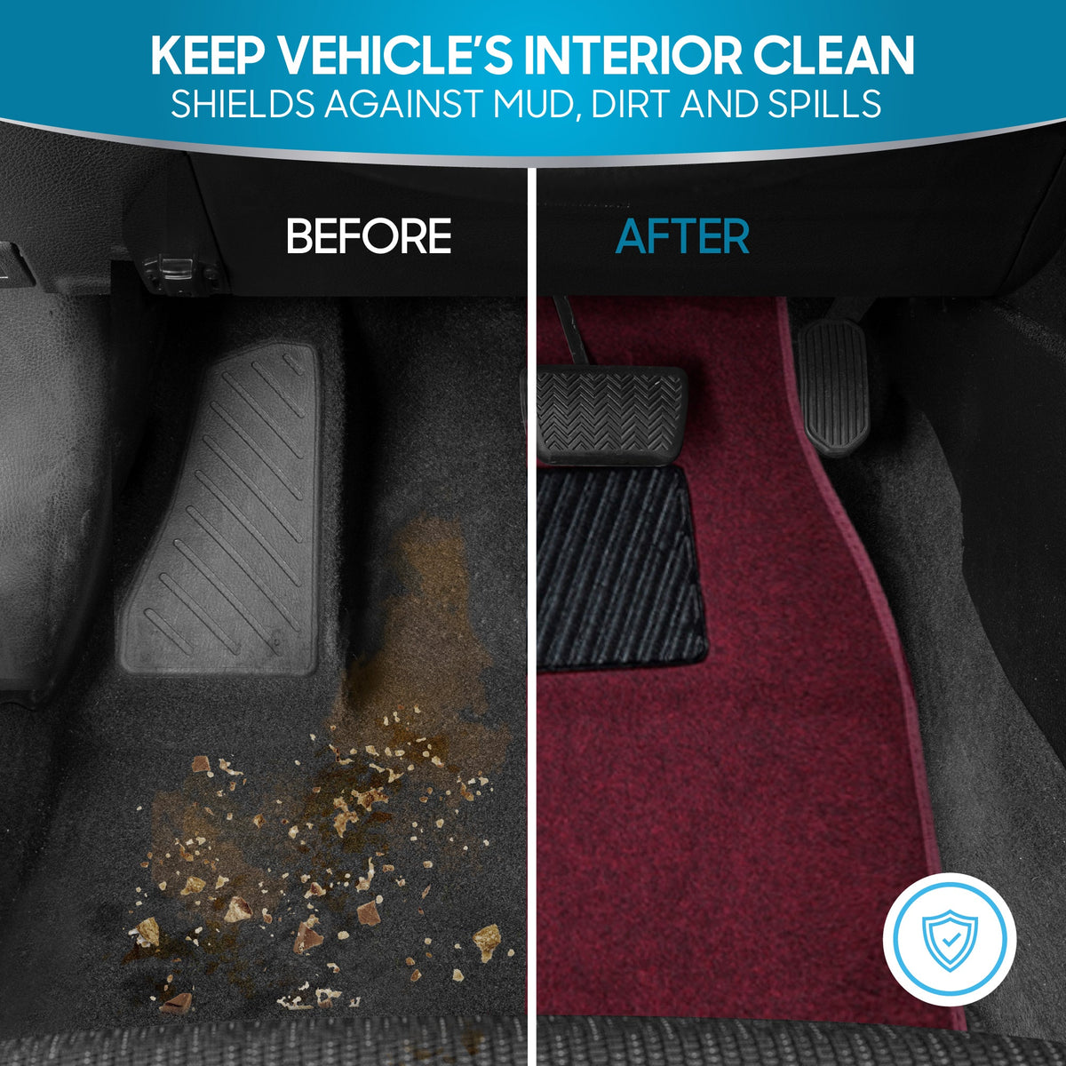 BDK 4-Piece Premium Carpet Non-Slip Heel Pad Front Floor Mats and Rear Floor Mats