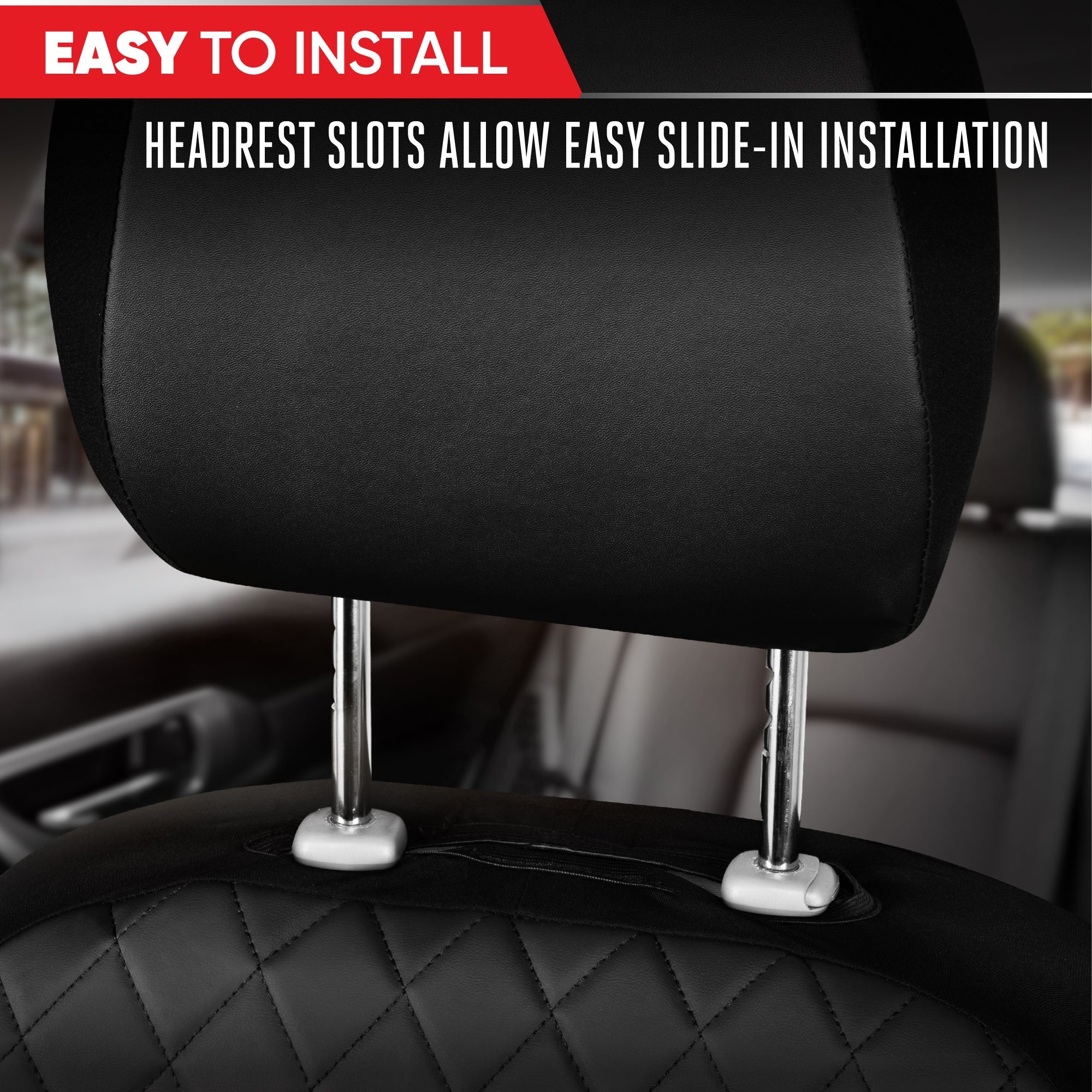 Motor Trend Faux Leather Seat Covers For Trucks, Cars, & SUV - Front Black & Gray Car Seat Cover Set - Universal Fit For Most Automotives - Forros Para Asientos De Carro - CarSeat Covers Accessories