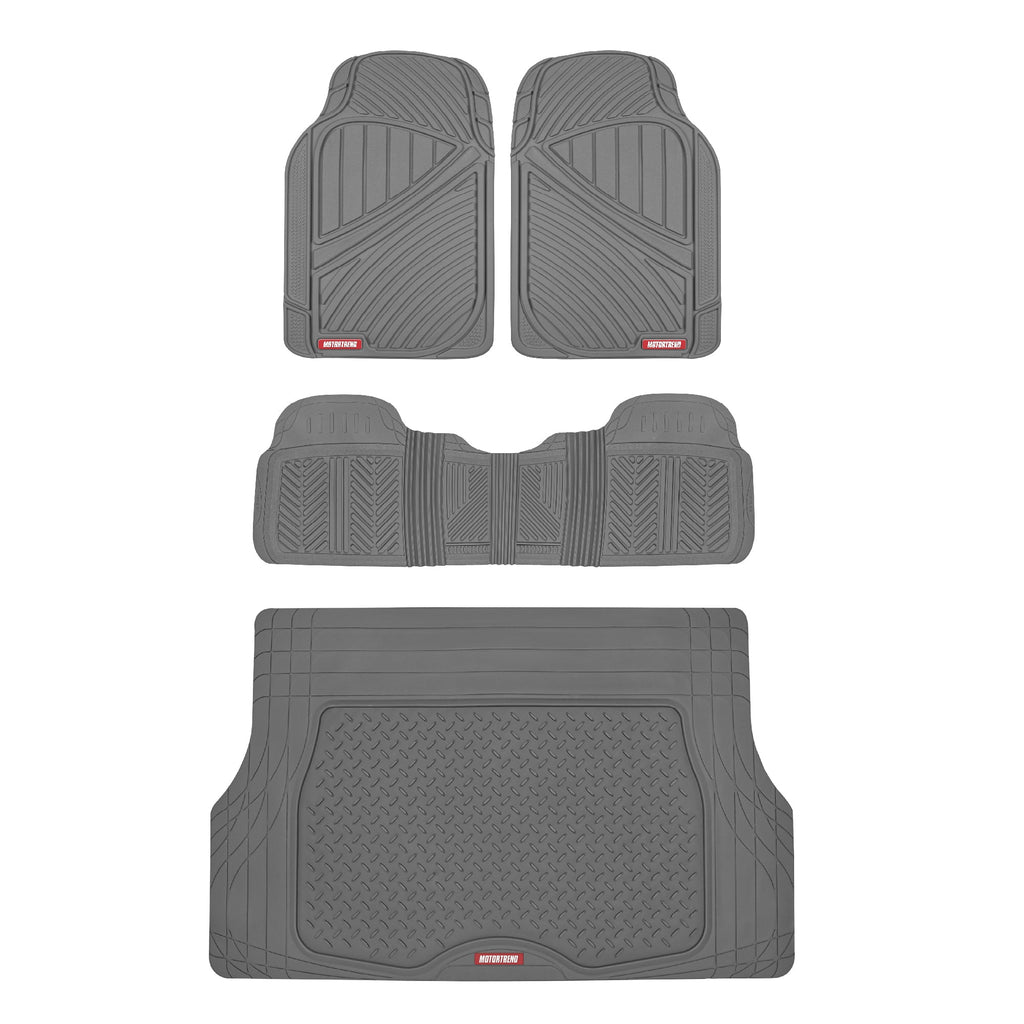 MotorTrend 4-Piece FlexTough Performance Deep Channel Front Floor Mats, Rear Floor Mat, and Trunk/Cargo Mat - Heavy Duty, All Weather, Trim to Fit