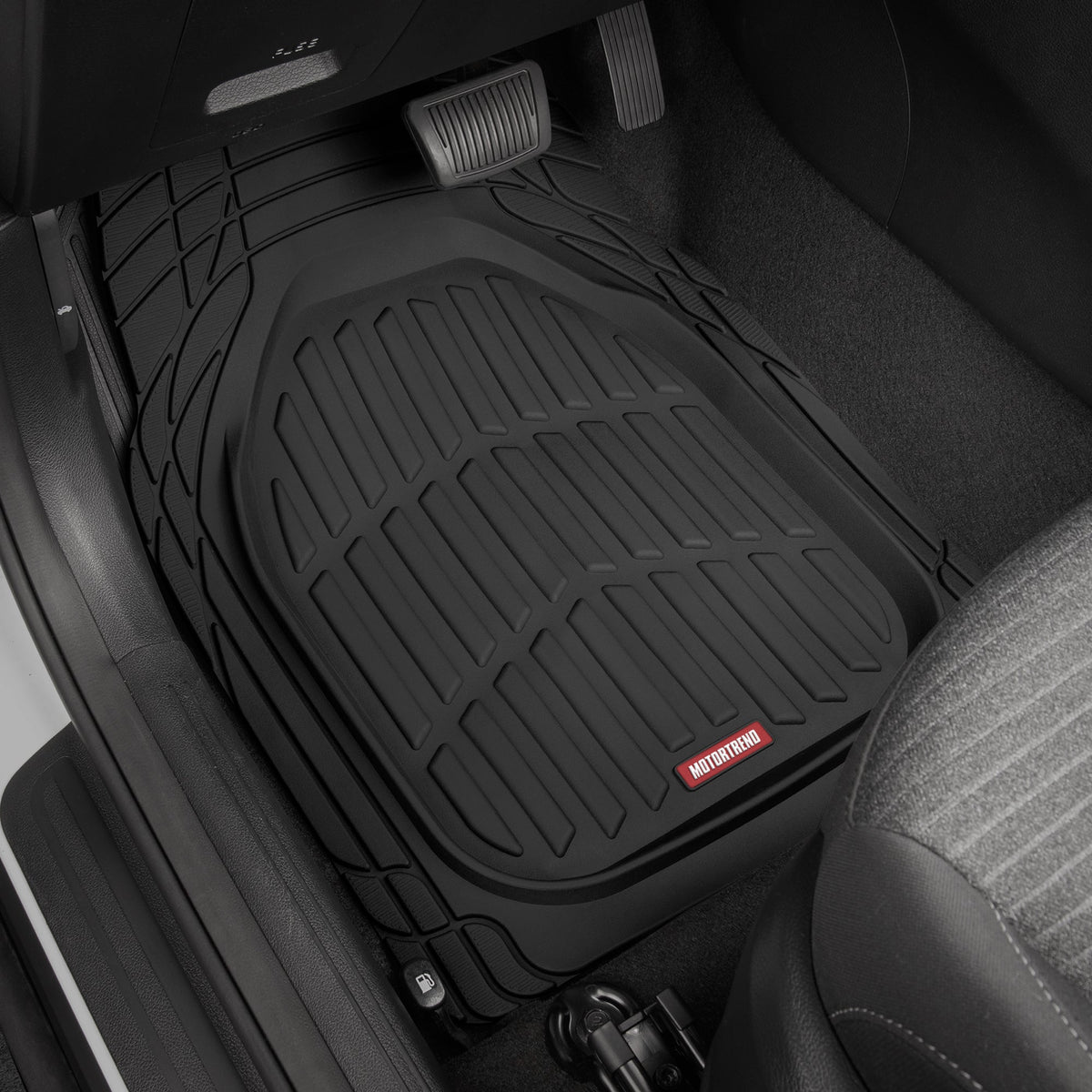 MotorTrend 3-Piece FlexTough Deep Dish Front Floor Mats and Rear Floor Mat - Heavy Duty, All Weather, Trim to Fit