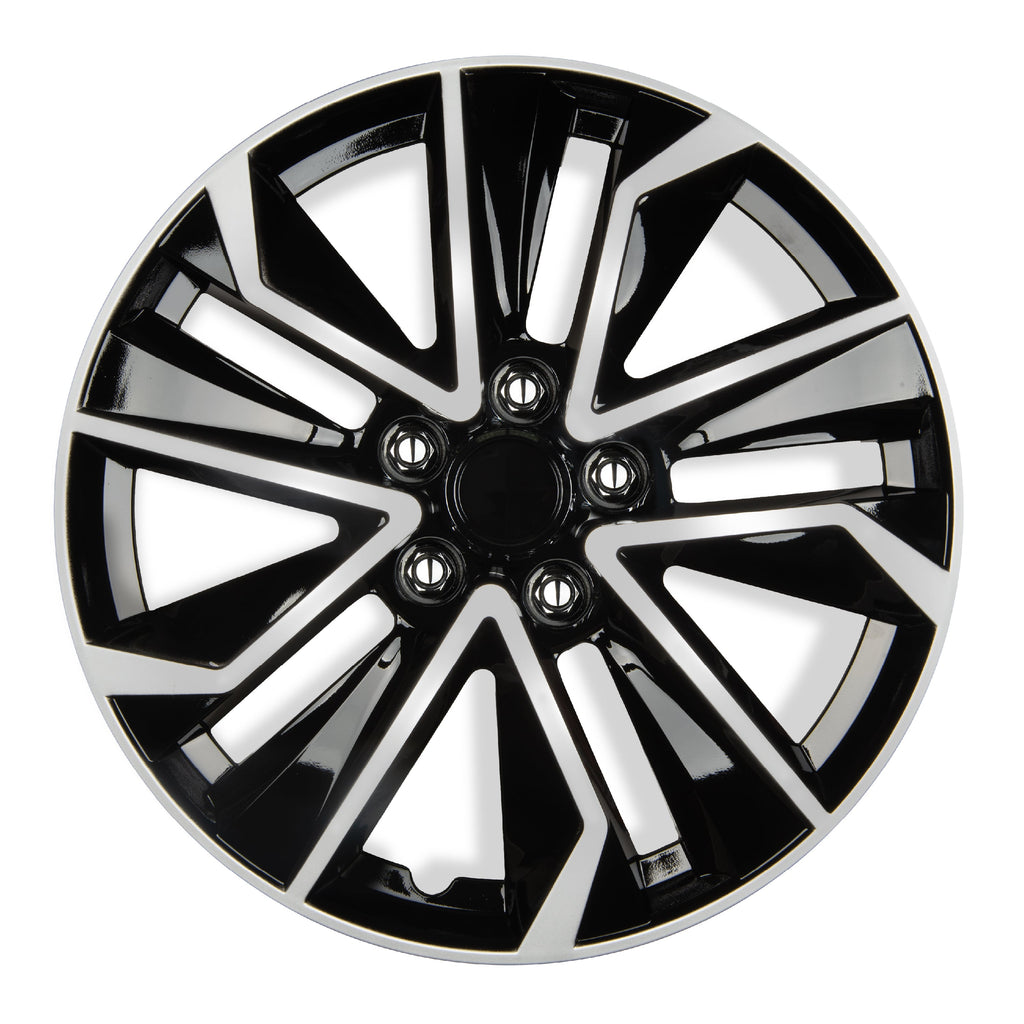 BDK 16 Inch Hubcaps Set of 4 – OEM Replacement Snap-On Wheel Rim Covers - Universal Fit Car Wheel Cover for Cars, Trucks, SUV, Vans Durable ABS Black & Silver 10-Spoke Hub-Cap Car Accessories Exterior