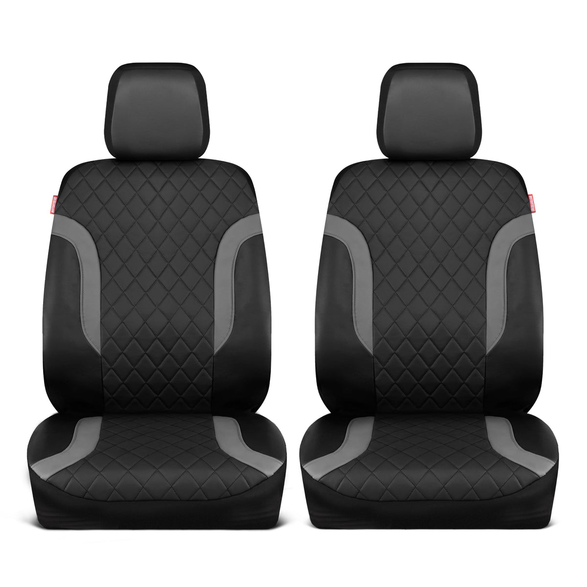 Motor Trend Faux Leather Seat Covers For Trucks, Cars, & SUV - Front Black & Gray Car Seat Cover Set - Universal Fit For Most Automotives - Forros Para Asientos De Carro - CarSeat Covers Accessories