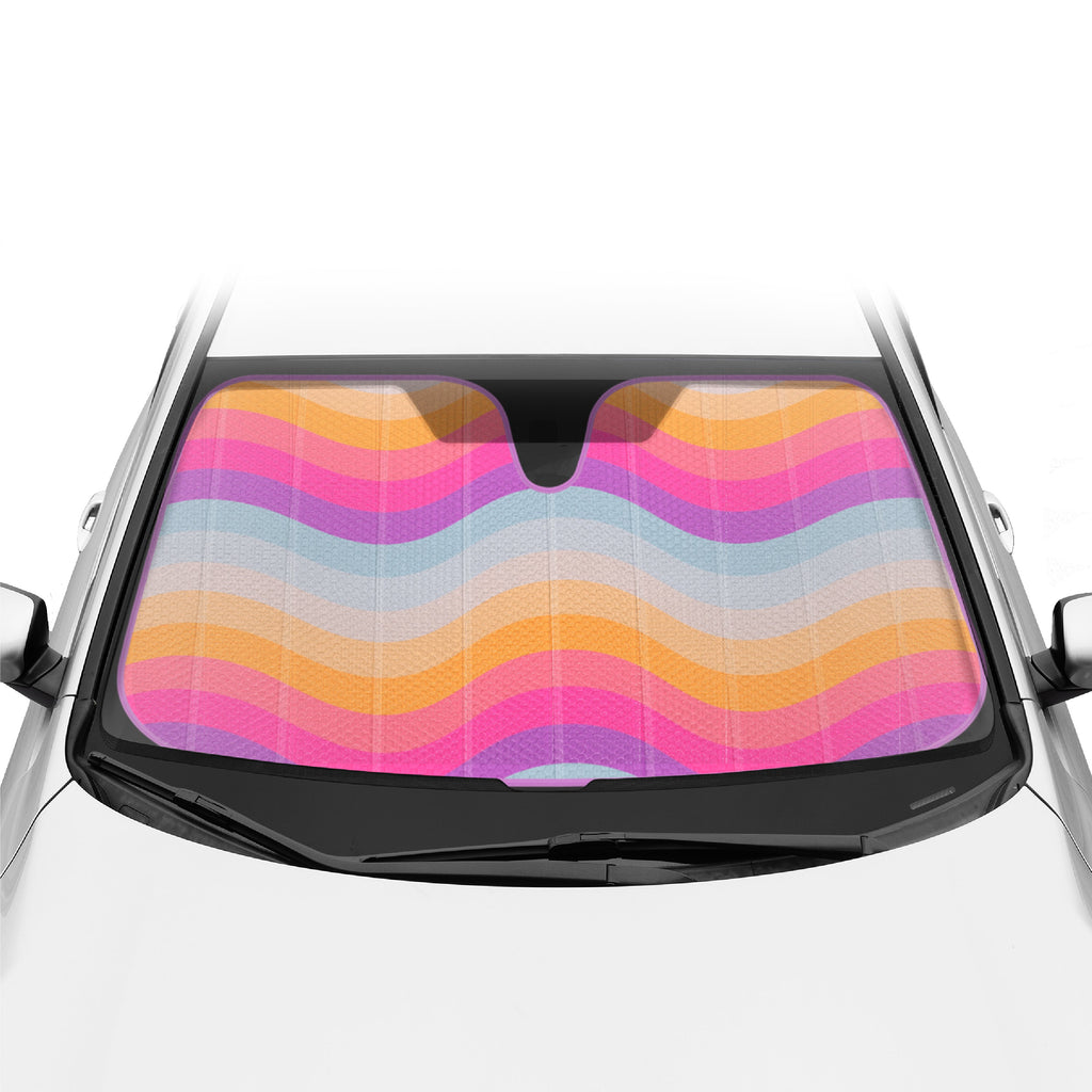 BDK Retro Wave Automotive Windshield Sunshades Accordion Folding Style - Windshield Sun Shade Auto Shade for Cars Trucks SUVs Vans Sun Visor Protector to Block UV Rays – Keeps Vehicle Cool 58” x 27”