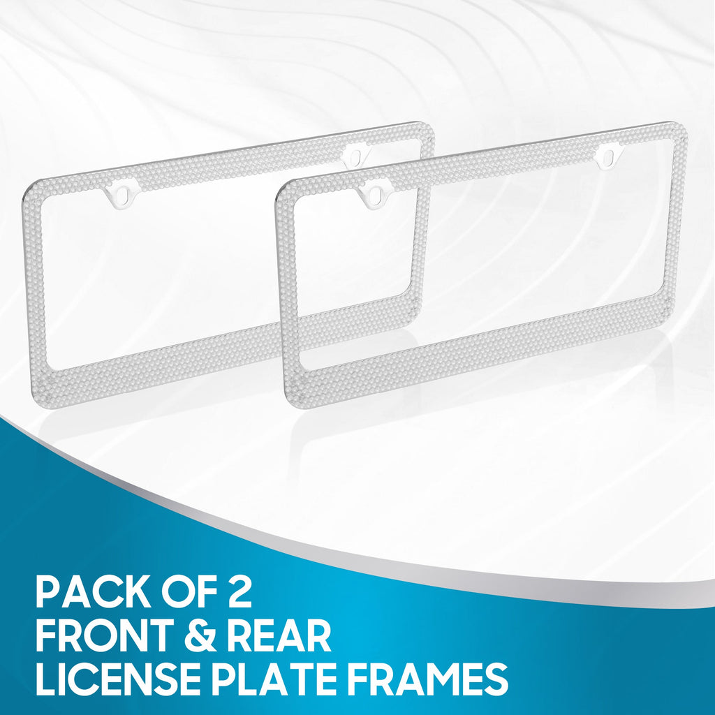 Chrome Plated Rust-Proof Die-Cast Stainless Metal License Plate Frame/Holder Universal Size - Blank Metal Design (Pack of 2)