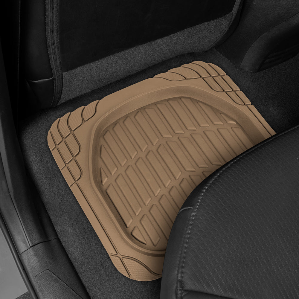 CAT 4-Piece ToughRide Rubber Front Floor Mats and Rear Floor Mats - Heavy Duty, All Weather, Trim to Fit