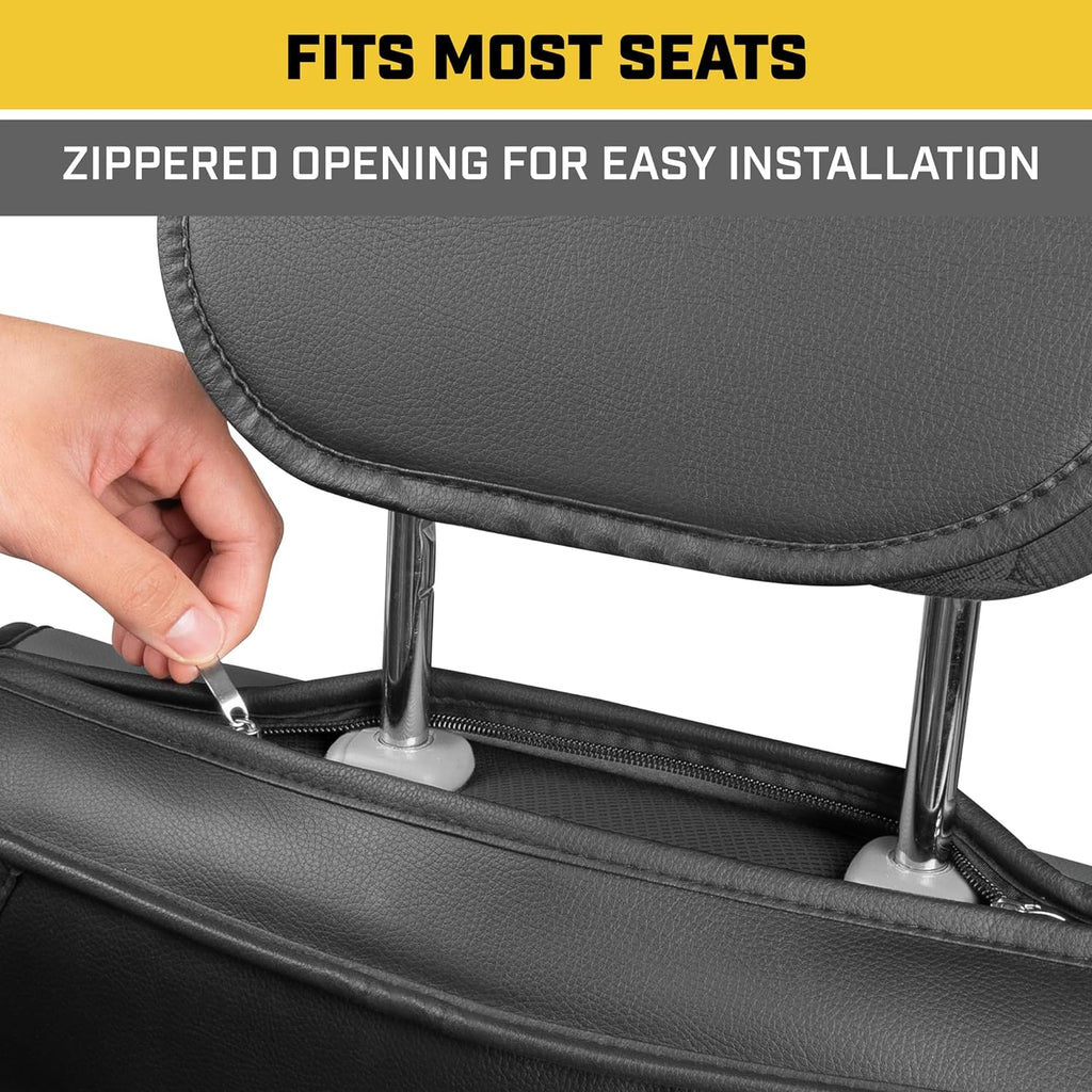CAT® Edge Deluxe Car Seat Covers for Front Seats - Premium Two-Tone Faux Leather Seat Covers for Cars with Universal Fit, Rugged Automotive Seat Covers for Trucks, Interior Seat Covers for SUV