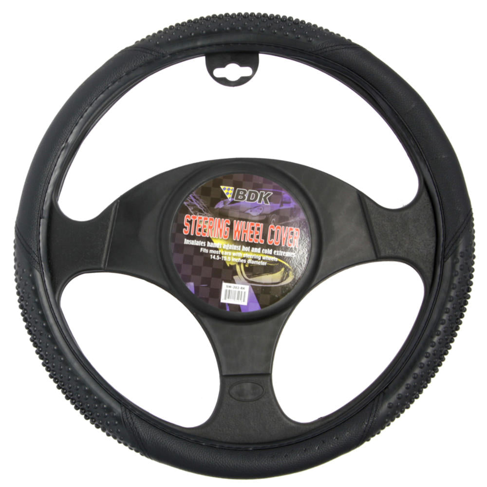 BDK Ergonomic Sport Massage Grip Steering Wheel Cover (Fits 14.5" - 15.5")