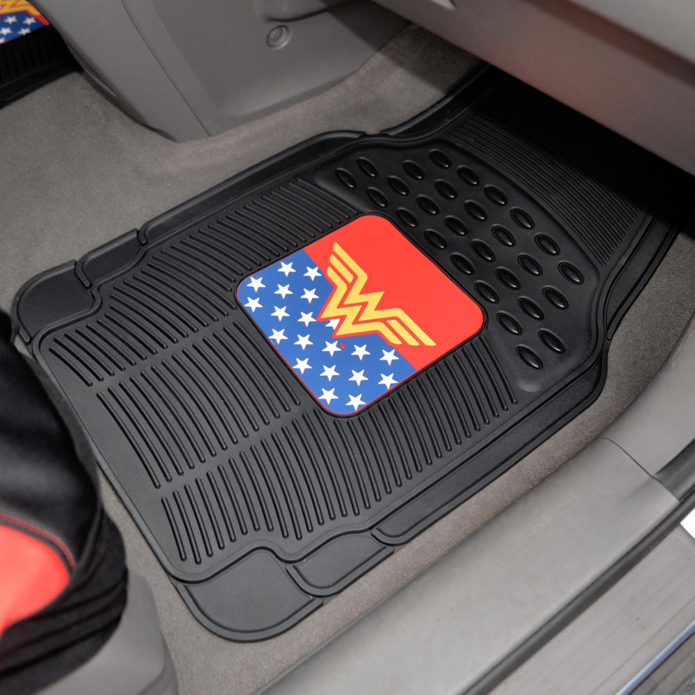 BDK Armored Super Hero Car Floor Mats - Officially Licensed DC Comics - All Weather Heavy Duty Auto Interior Liners for Car Truck Van SUV (Multiple Styles)