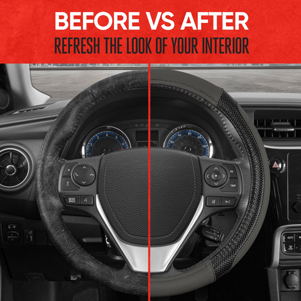 MotorTrend GripTech Enhanced Traction Steering Wheel Cover (Fits 14.5" - 15.5")
