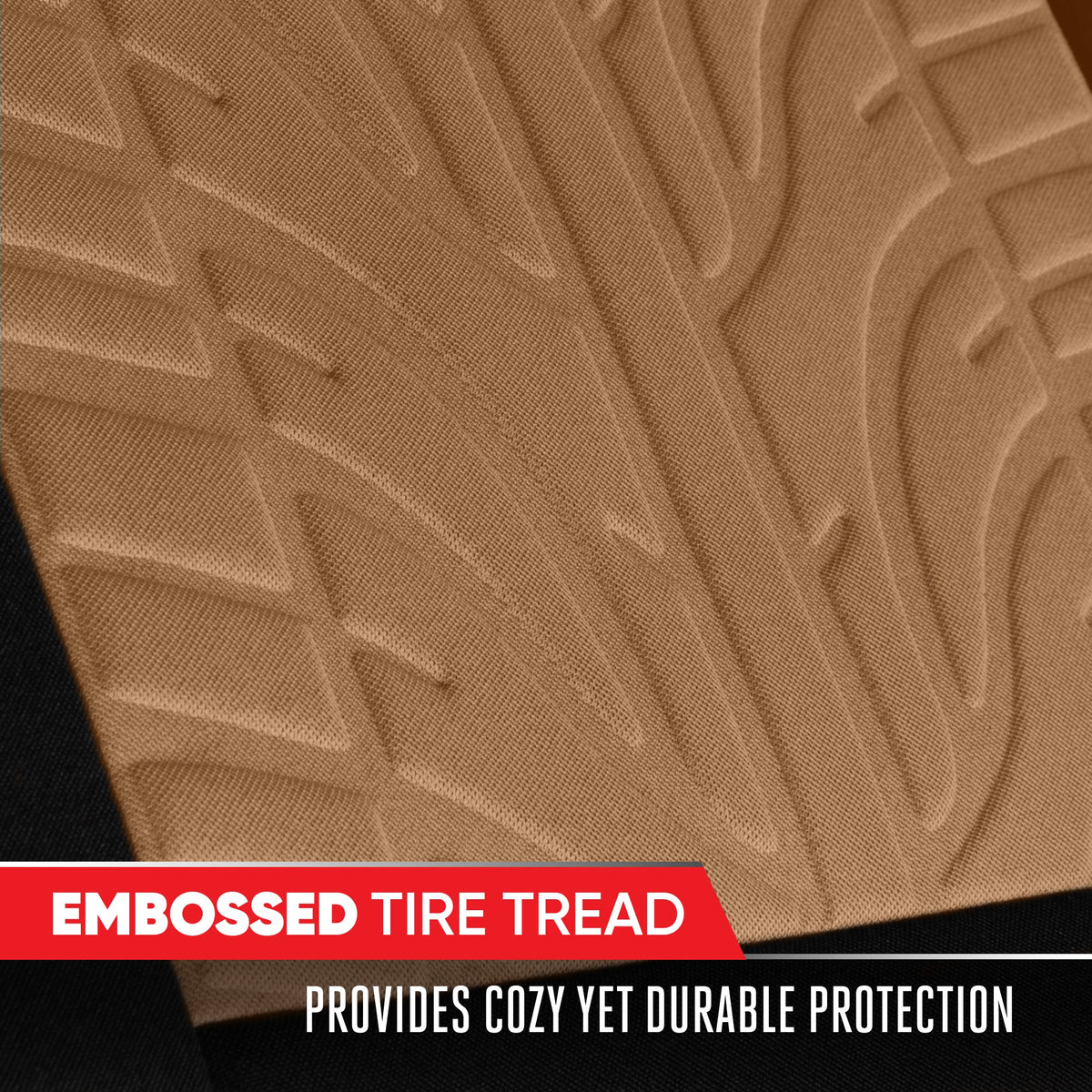 Motor Trend GrandPrix Seat Covers for Cars, 2-Pack Black & Beige Tire Tread Embossed Car Seat Covers for Front Seats, Automotive Interior Covers for Car Truck Van SUV