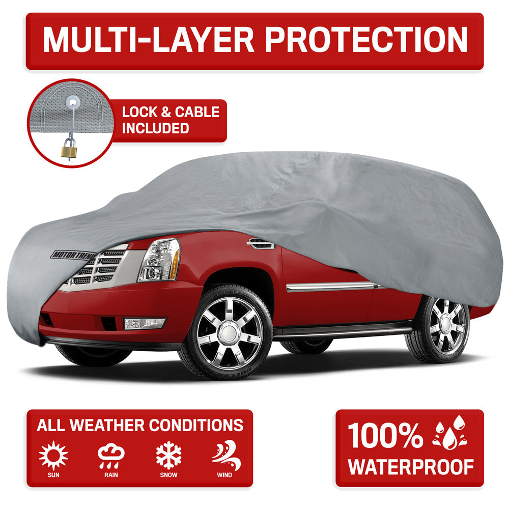 MotorTrend 4-Series Premium Poly Lined Vehicle Cover for Cars, SUVs, Trucks, Vans