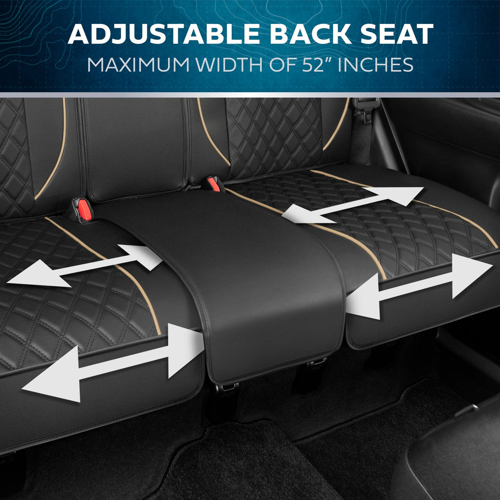MotorBox 7-piece Prestige Edition Premium Faux Leather Diamond Stitched Cushion Rear Seat Covers